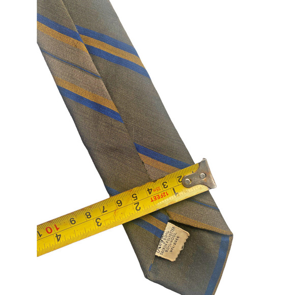 Vintage 1950s Tie Royalist Necktie Super Skinny 2.5" Olive Green Stripe Mod MCM - Picture 5 of 6